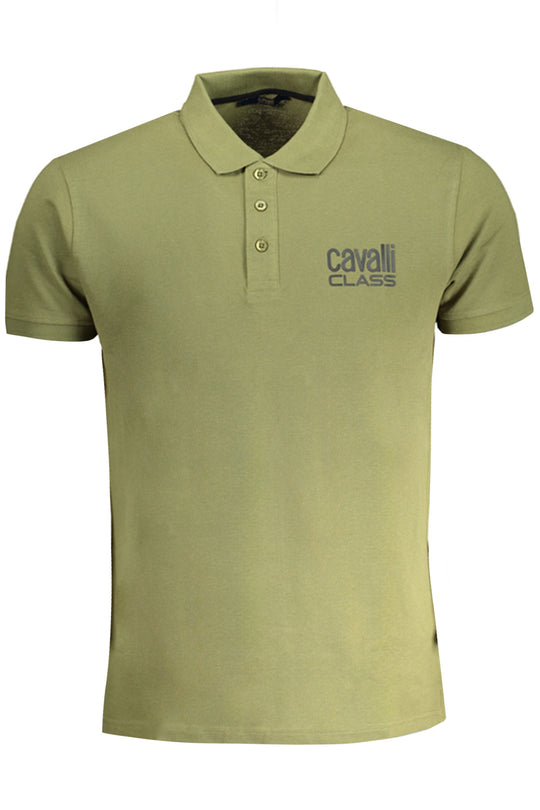 Cavalli Class Men's Green Short Sleeved Polo Shirt