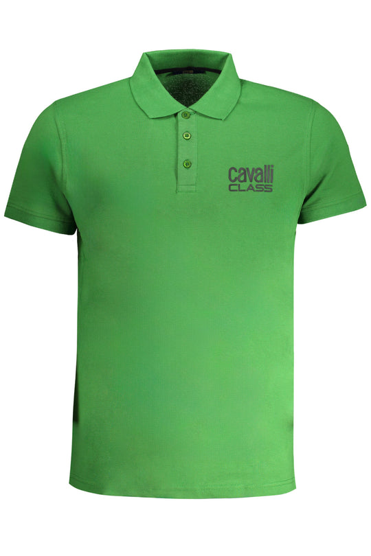 Cavalli Class Men's Green Short Sleeved Polo Shirt